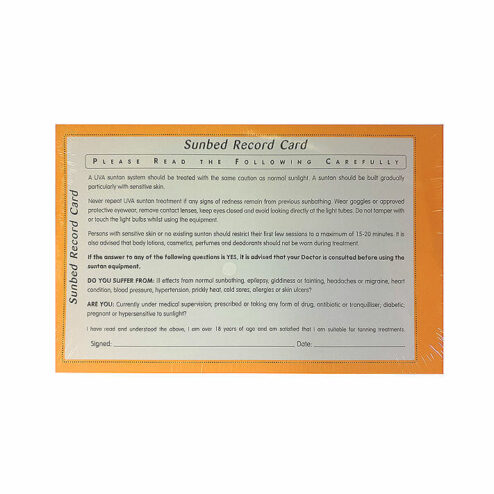 Direct Salon Supplies Sunbed Record Cards Pack 100