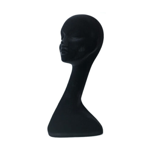 Black Poly Mannequin Head with Long Neck