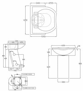 REM Aqua Frontwash Unit Dimensions