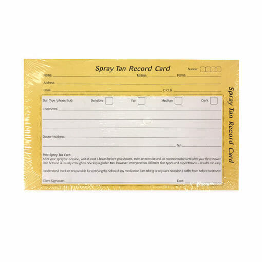 Direct Salon Supplies Spray Tan Record Cards Pack 100