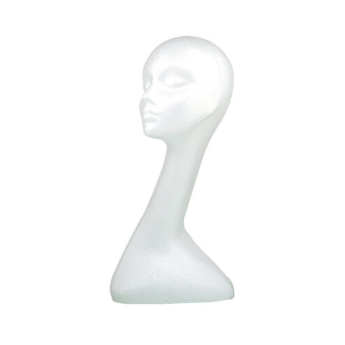 White Poly Mannequin Head with Long Neck