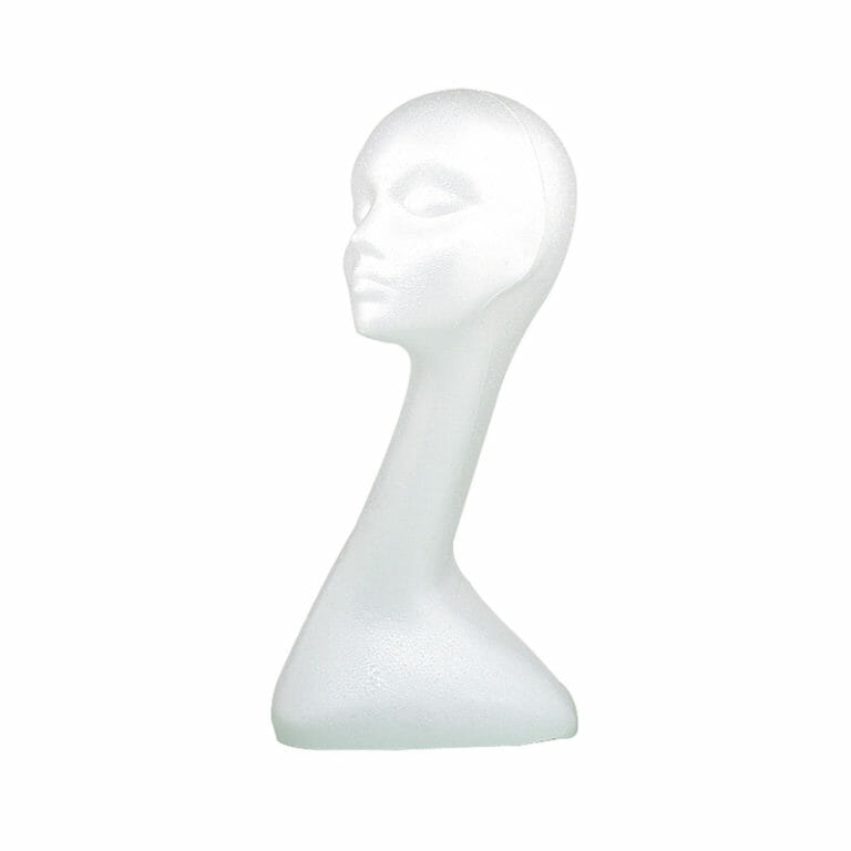 White Poly Mannequin Head with Long Neck Direct Salon Supplies