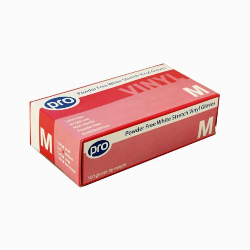 Pro Powder Free White Stretch Vinyl Gloves Pack 100