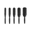 Set of five all black radial hairbrushes
