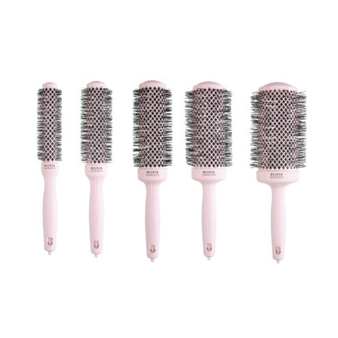 Set of five pastel pink radial styling brushes