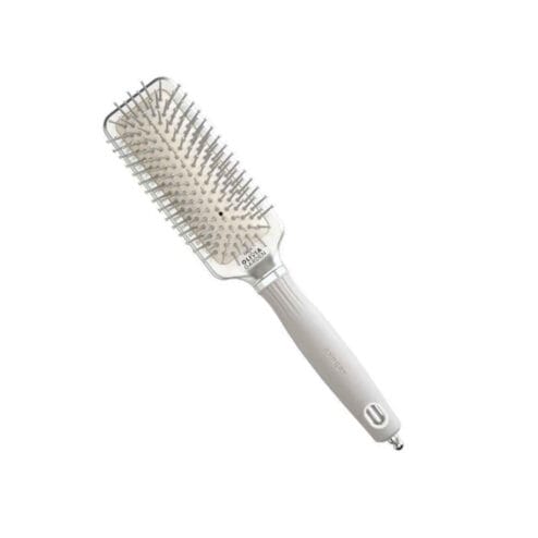Olivia Garden Expert Care Rectangular Brush with ergonomic handle. in white and grey